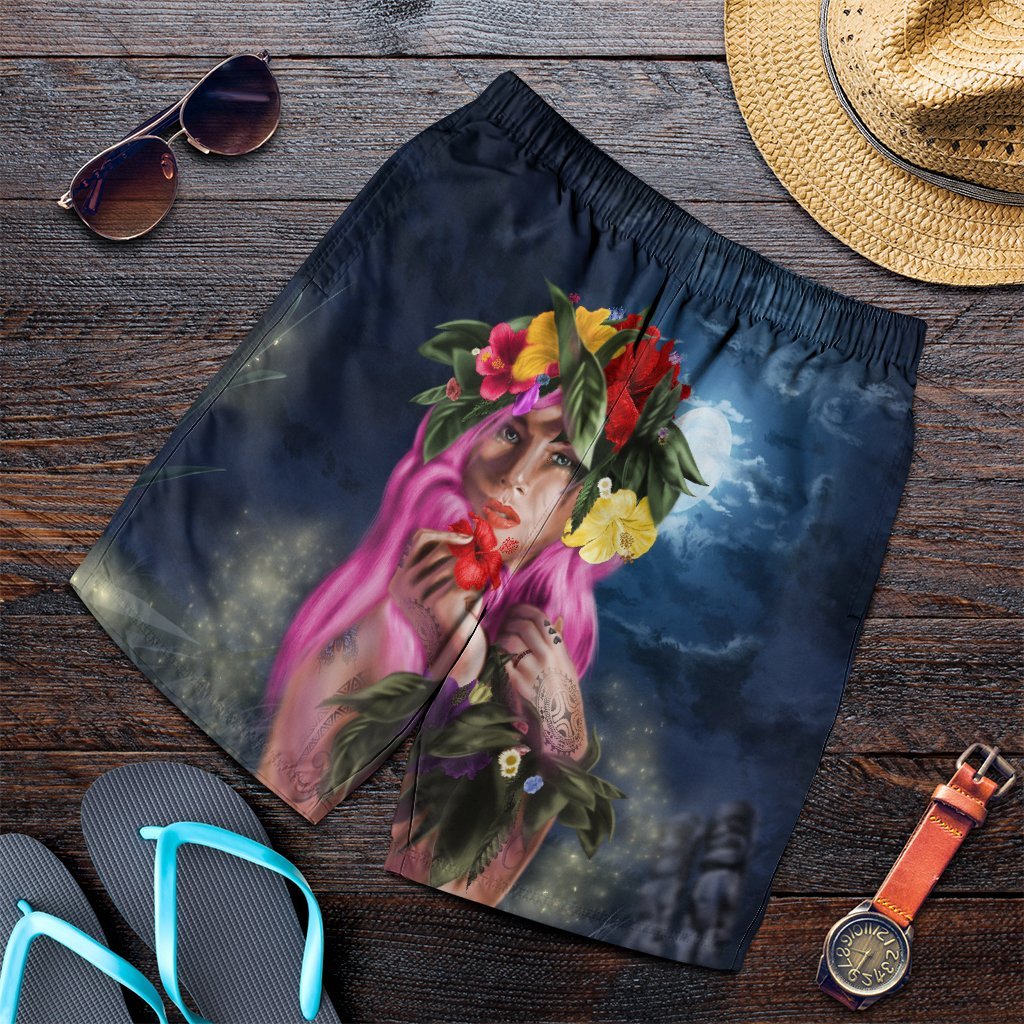 Hawaii Kanaka Colorful Hula Girl Men's Shorts - Dinh Style Art - Polynesian Pride