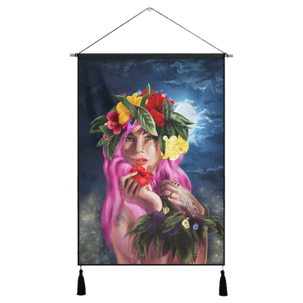 Hawaii Kanaka Colorful Hula Girl Hanging Poster - Dinh Style Hanging Poster Cotton And Linen - Polynesian Pride