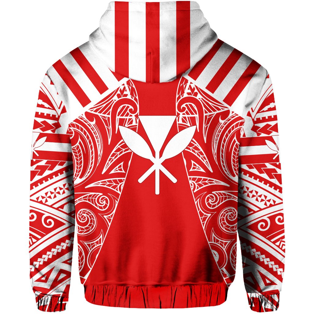 Hawaii Kanaka Football Jersey Polynesian Hoodie Red & White Victor Style - Polynesian Pride
