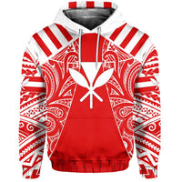 Hawaii Kanaka Football Jersey Polynesian Hoodie Red & White Victor Style - Polynesian Pride