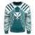 Hawaii Kanaka Football Jersey Polynesian Sweatshirt - Cyan & White - Victor Style - AH - Polynesian Pride