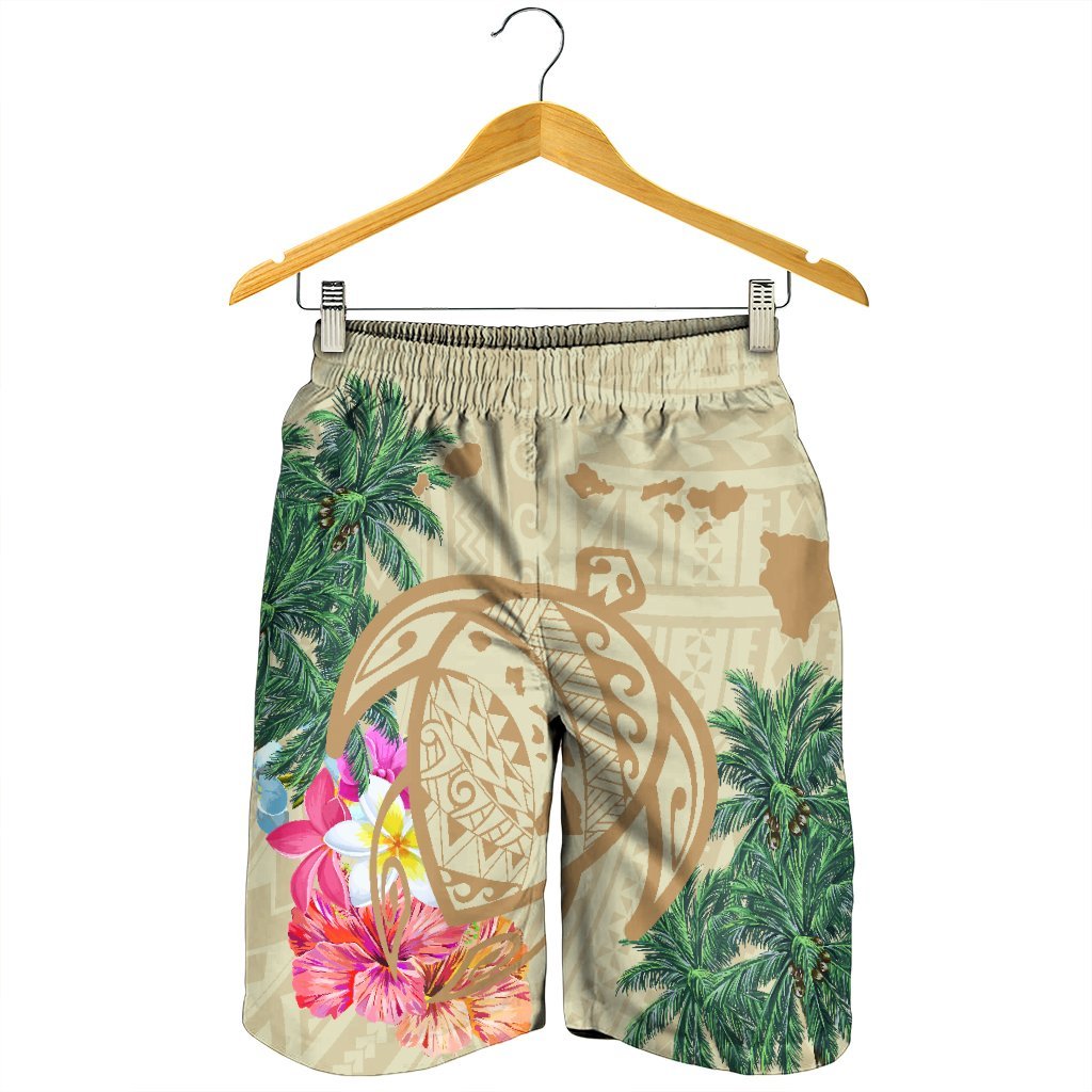Hawaii Kanaka Maoli Polynesian Flowers Turtle Men's Shorts - AH - Polynesian Pride