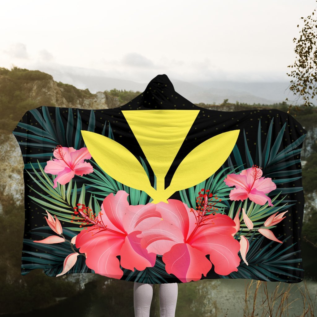 Hawaii Kanaka Tropical Hibiscus Hooded Blanket - AH - Polynesian Pride