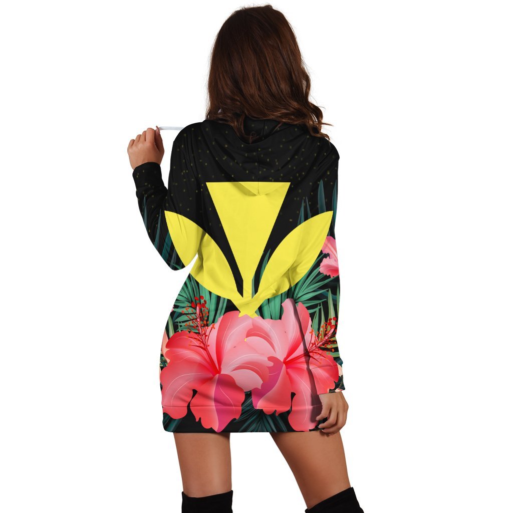 Hawaii Kanaka Tropical Hibiscus Hoodie Dress - AH - Polynesian Pride