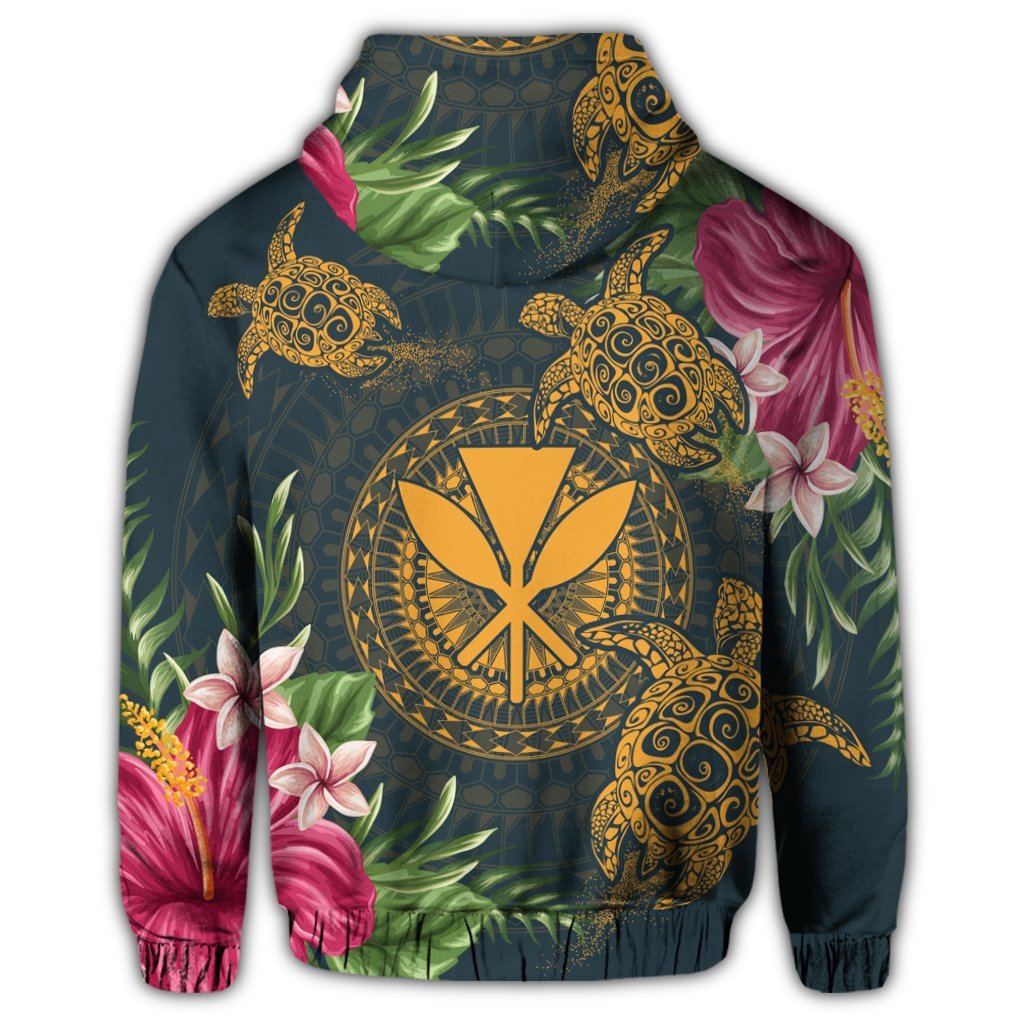 Hawaii Kanaka Turtle Hibiscus Plumerian Polynesia Zip Hoodie Alena Style - Polynesian Pride