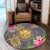 Hawaii Kanaka Turtle Hibiscus Plumerian Polynesia Round Carpet - Alena Style Purple - AH - Polynesian Pride