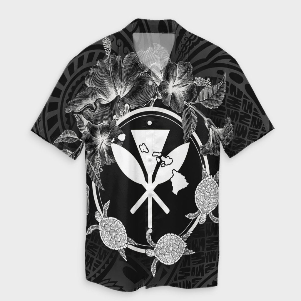 Hawaii Kanaka Turtle Hibiscus Polynesian Hawaiian Shirt - Anthea Style - AH Unisex Black - Polynesian Pride