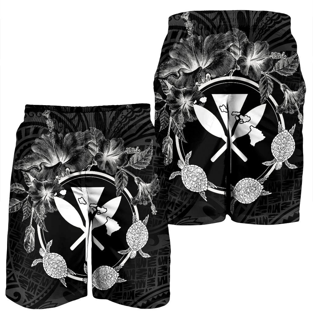 Hawaii Kanaka Turtle Hibiscus Polynesian Men's Shorts - Anthea Style - AH - Polynesian Pride