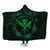 Hawaii Kanaka Turtle Hibiscus Polynesian Hooded Blanket - Anthea Style Green - AH Hooded Blanket White - Polynesian Pride