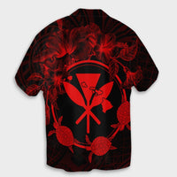 Hawaii Kanaka Turtle Hibiscus Polynesian Hawaiian Shirt - Anthea Style Red - AH - Polynesian Pride