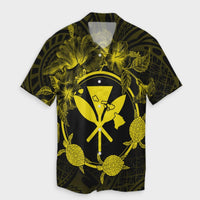 Hawaii Kanaka Turtle Hibiscus Polynesian Hawaiian Shirt - Anthea Style Yellow - AH Unisex Black - Polynesian Pride