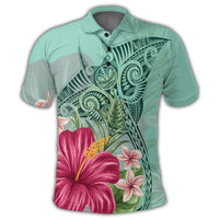 Hawaii Manta Ray Tropical Hibiscus Plumeria Polo Shirt - Polynesian Pride