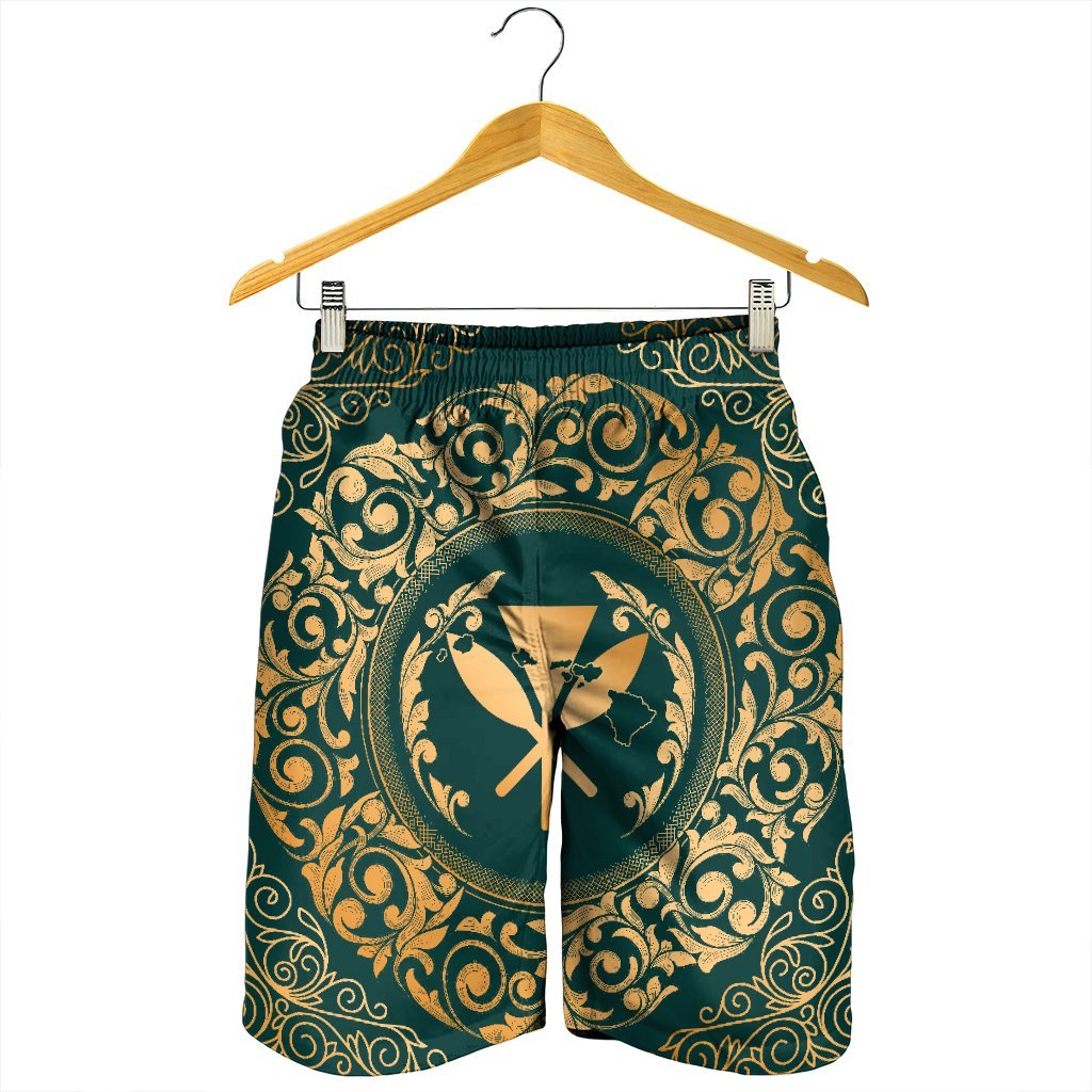 Hawaii Map Classic Floral Men's Shorts Green - AH - Polynesian Pride