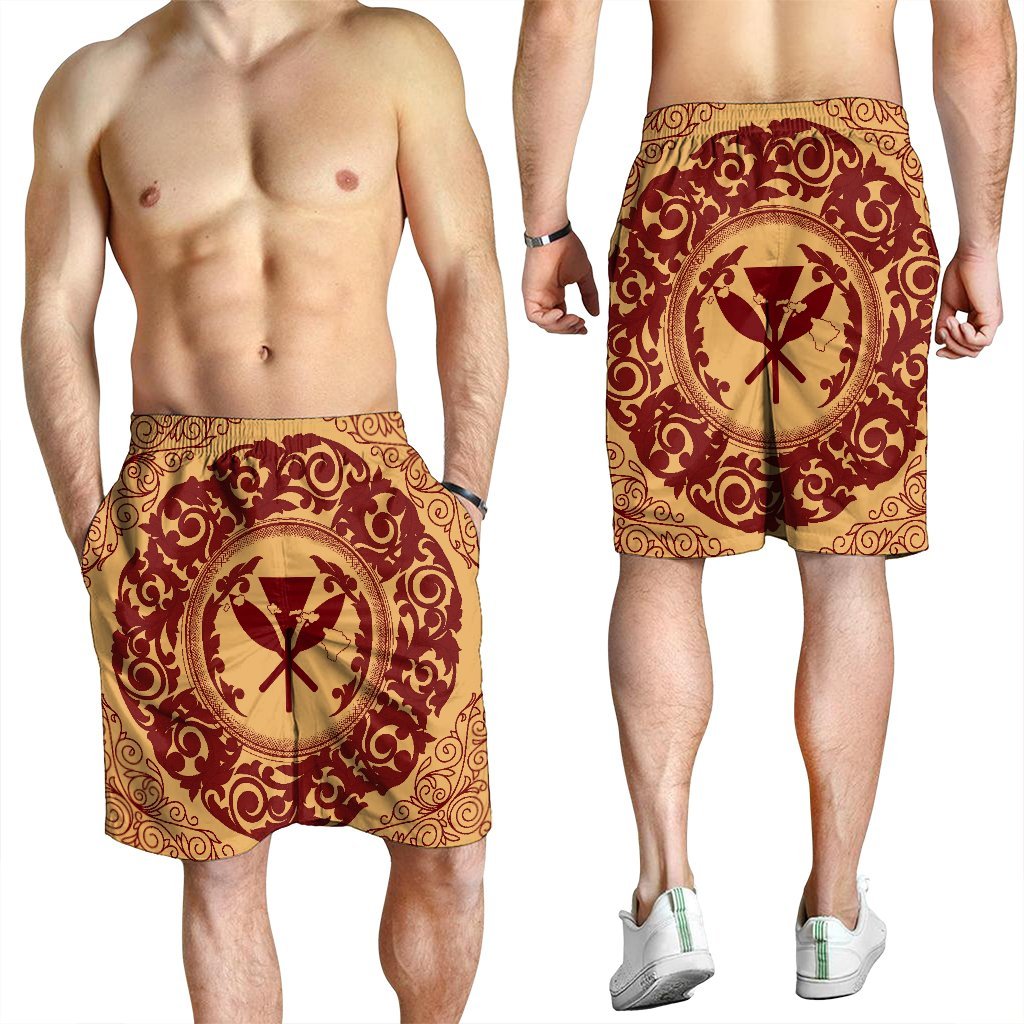 Hawaii Map Classic Floral Men's Shorts Red - AH - Polynesian Pride