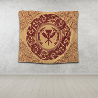 Hawaii Map Classic Floral Tapestry Red - AH - Polynesian Pride