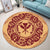 Hawaii Map Classic Floral Round Carpet Red - AH - Polynesian Pride