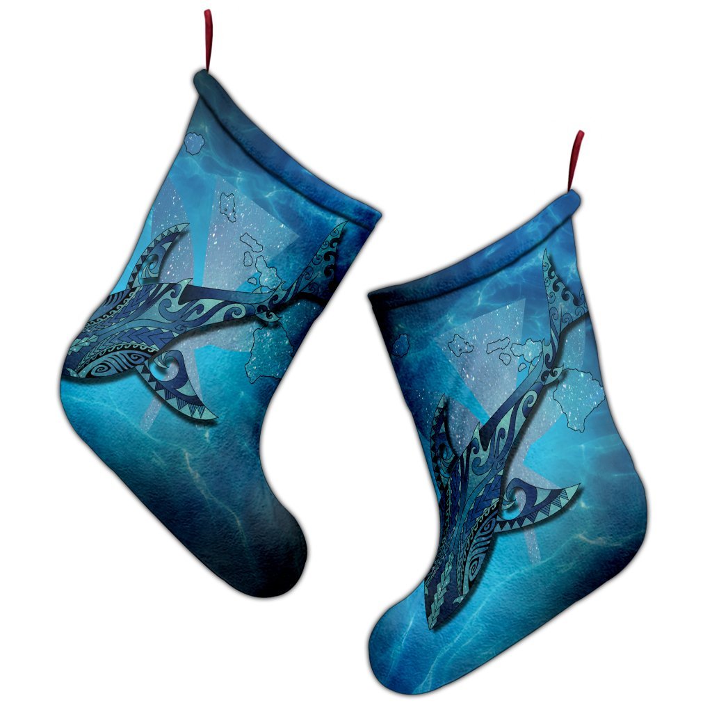 Hawaii Map Kanaka Galaxy Shark Christmas Stocking - AH - Polynesian Pride