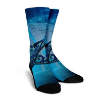 Hawaii Map Kanaka Galaxy Shark Crew Socks - AH - Polynesian Pride