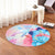 Hawaii Map Kanaka Hibiscus Polynesian Turtle Swimming Round Carpet - Sweet Dream Style - AH - Polynesian Pride