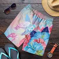 Hawaii Map Kanaka Hibiscus Polynesian Turtle Swimming Men's Shorts - Sweet Dream Style - AH Art - Polynesian Pride