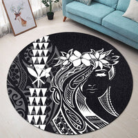 Hawaii Map Kanaka Polynesian Hula Girl Round Carpet - AH - J5R - Polynesian Pride