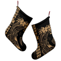 Hawaii Map Kanaka Polynesian Hula Girl Christmas Stocking Gold - AH - J5R - Polynesian Pride