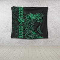 Hawaii Map Kanaka Polynesian Hula Girl Tapestry Green - AH - J5C - Polynesian Pride