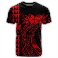 Hawaii Map Kanaka Polynesian Hula Girl T Shirt Red J5R - Polynesian Pride