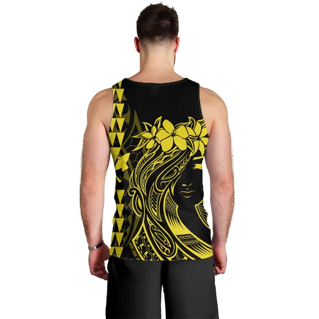 Hawaii Map Kanaka Polynesian Hula Girl Tank Top Yellow - AH - J5R - Polynesian Pride
