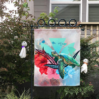 Hawaii Map Kanaka Sea Turtle Hibiscus Flag - AH - Blue Pink - Polynesian Pride