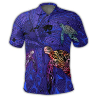 Hawaii Map Kanaka Turtle Polo Shirt Volcano Style Galaxy AH - Polynesian Pride