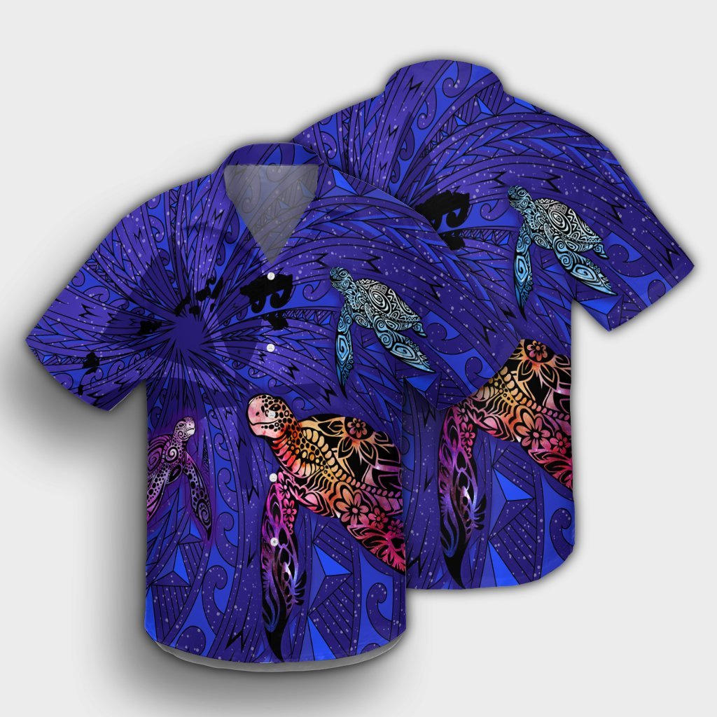 Hawaii Map Kanaka Turtle Hawaiian Shirt - Volcano Style - Galaxy - AH - Polynesian Pride