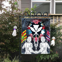 Hawaii Map Kanaka Two Men Holding Flag Flag - AH - Polynesian Pride