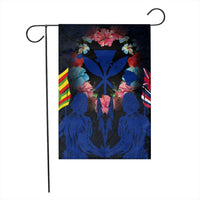 Hawaii Map Kanaka Two Men Holding Flag Flag Blue - AH - Polynesian Pride