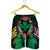 Hawaii Map Kanaka Two Men Holding Flag Men's Shorts Green - AH - Polynesian Pride