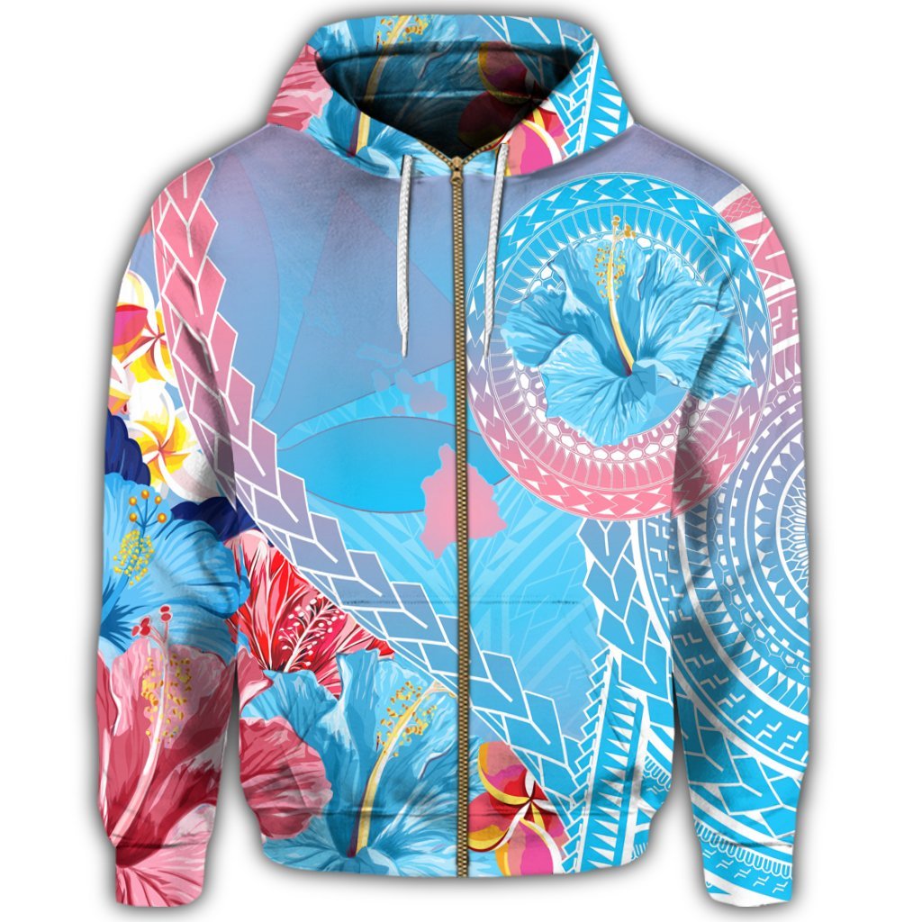Hawaii Map Sweet Dream Kanaka Polynesian Hibiscus Zip Hoodie - Polynesian Pride
