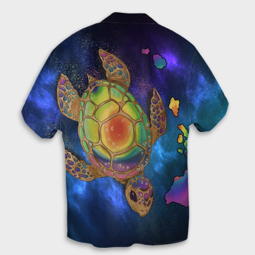Hawaii Map Turtle Galaxy Hawaiian Shirt - AH - Blue - Polynesian Pride
