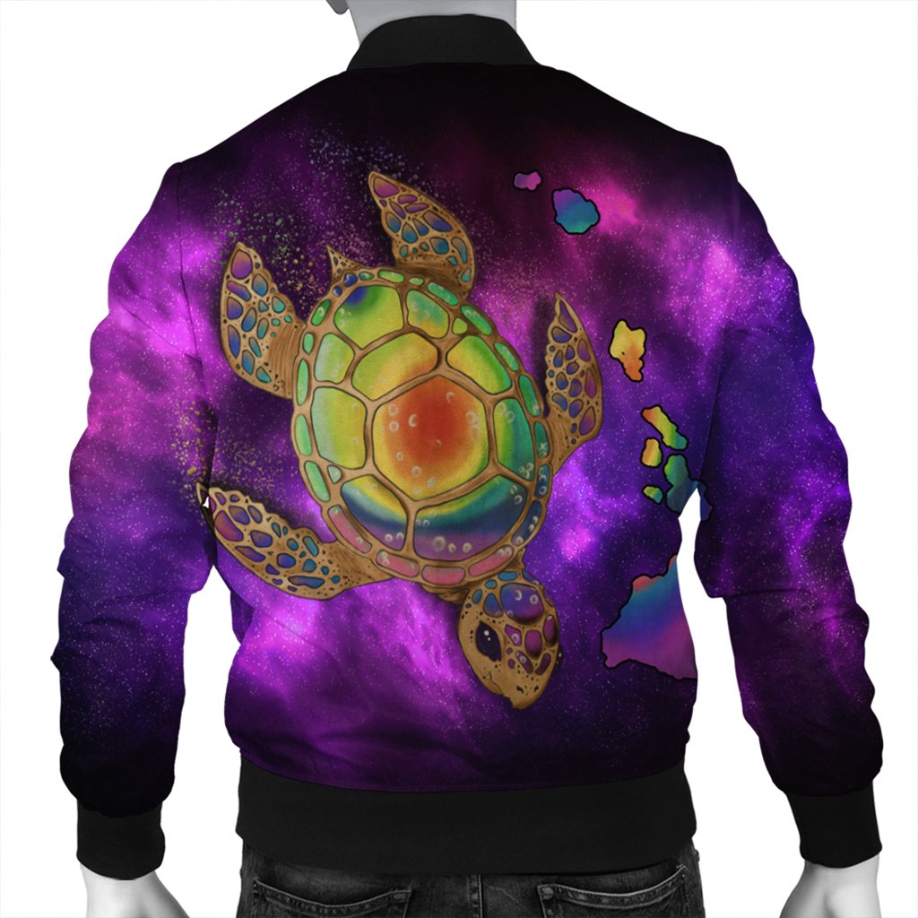 Hawaii Map Turtle Galaxy Bomber Jacket - AH - Purple - Polynesian Pride