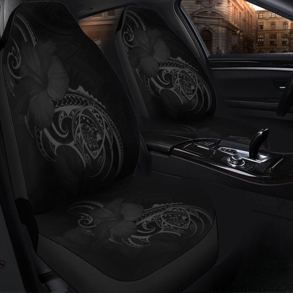 Hawaii Map Turtle Hibiscus Divise Polynesian Car Seat Covers Gray - AH - Polynesian Pride