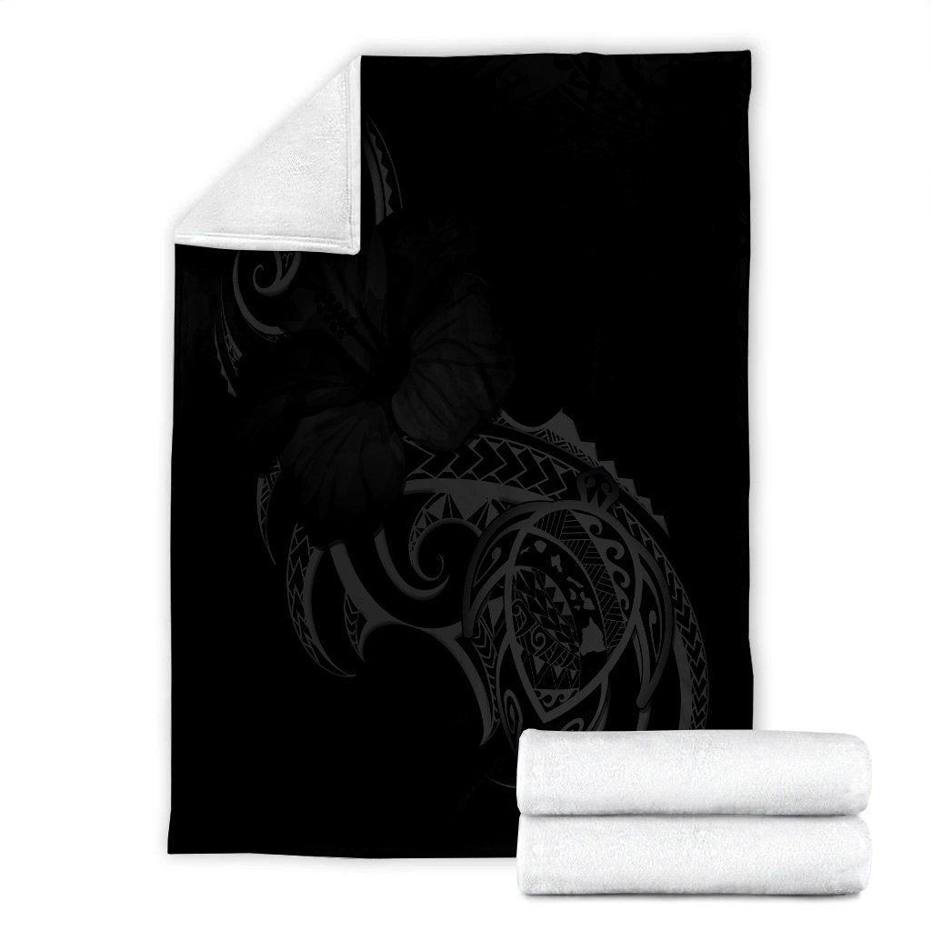 Hawaii Map Turtle Hibiscus Divise Polynesian Premium Blankets Gray - AH - Polynesian Pride