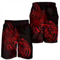Hawaii Map Turtle Hibiscus Divise Polynesian Men's Shorts Red - AH - Polynesian Pride