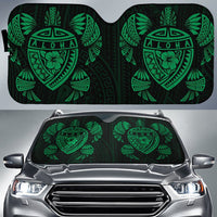 Hawaii Map Turtle Ohana Hibiscus Kakau Polynesian Car Sun Shade Auto Sun Shade Universal Fit Green - Polynesian Pride