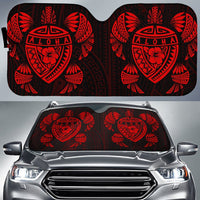 Hawaii Map Turtle Ohana Hibiscus Kakau Polynesian Car Sun Shade Auto Sun Shade Universal Fit Red - Polynesian Pride