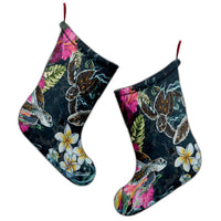 Hawaii Map Turtle Swimming Hibiscus Plumeria Moana Christmas Stocking - AH - Polynesian Pride