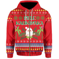 Hawaii Mele Kalikimaka Pattern Christmas Hawaiian Hoodie Zip Pon Style - Polynesian Pride