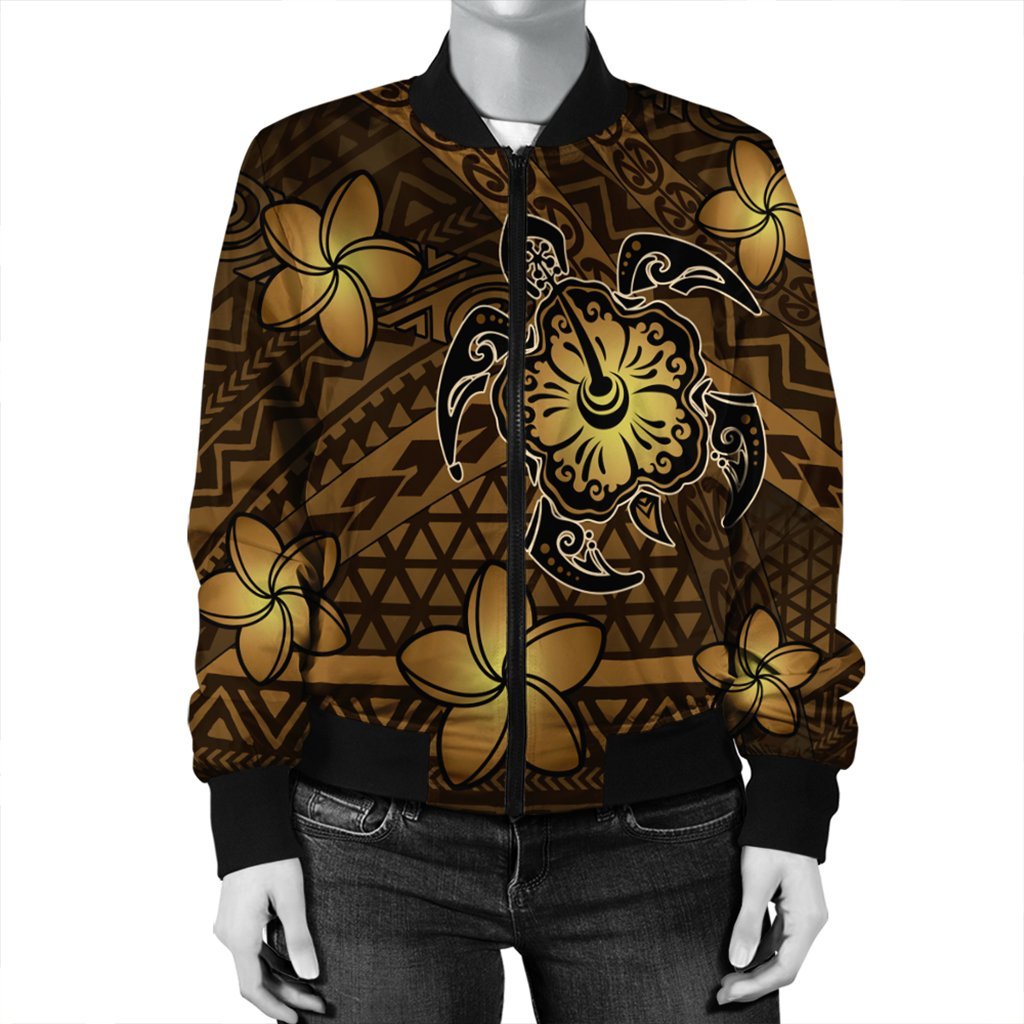 Hawaii Mix Polynesian Turtle Plumeria Bomber Jacket - AH - Nick Style - Brown - Polynesian Pride