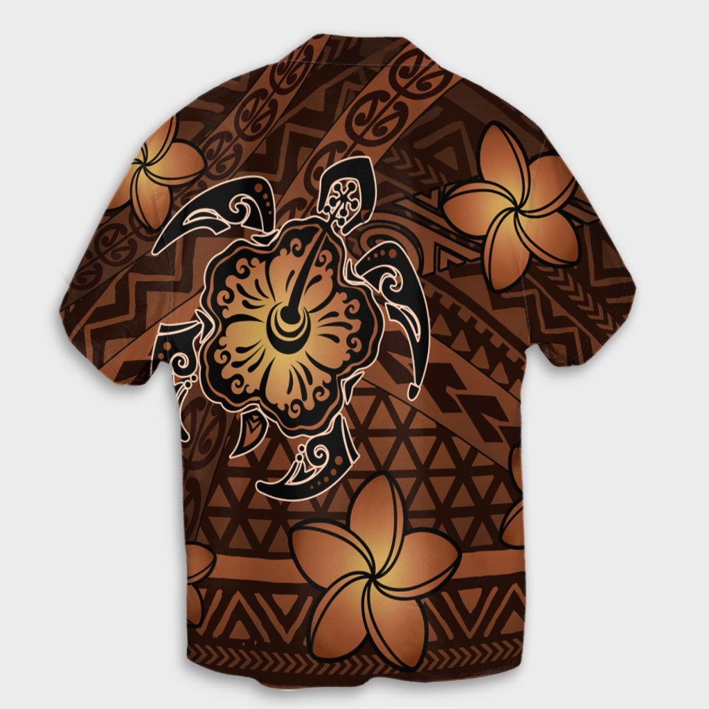 Hawaii Mix Polynesian Turtle Plumeria Hawaiian Shirt - AH - Nick Style - Orange - Polynesian Pride
