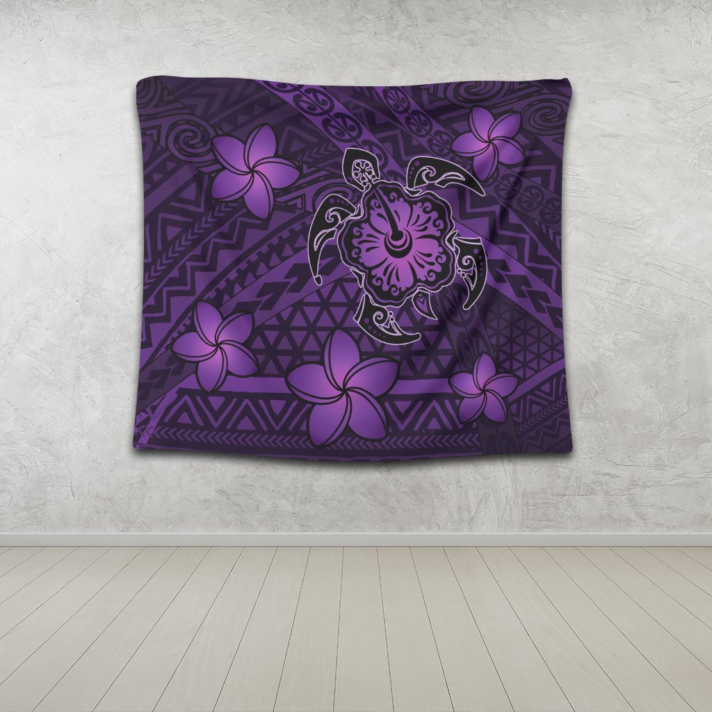 Hawaii Mix Polynesian Turtle Plumeria Tapestry - AH - Nick Style - Purple - Polynesian Pride