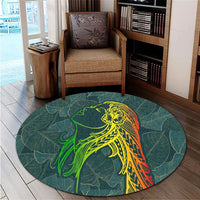 Hawaii Monstera Kalo Hula Girl Kanaka Maoli Round Carpet - AH - Polynesian Pride
