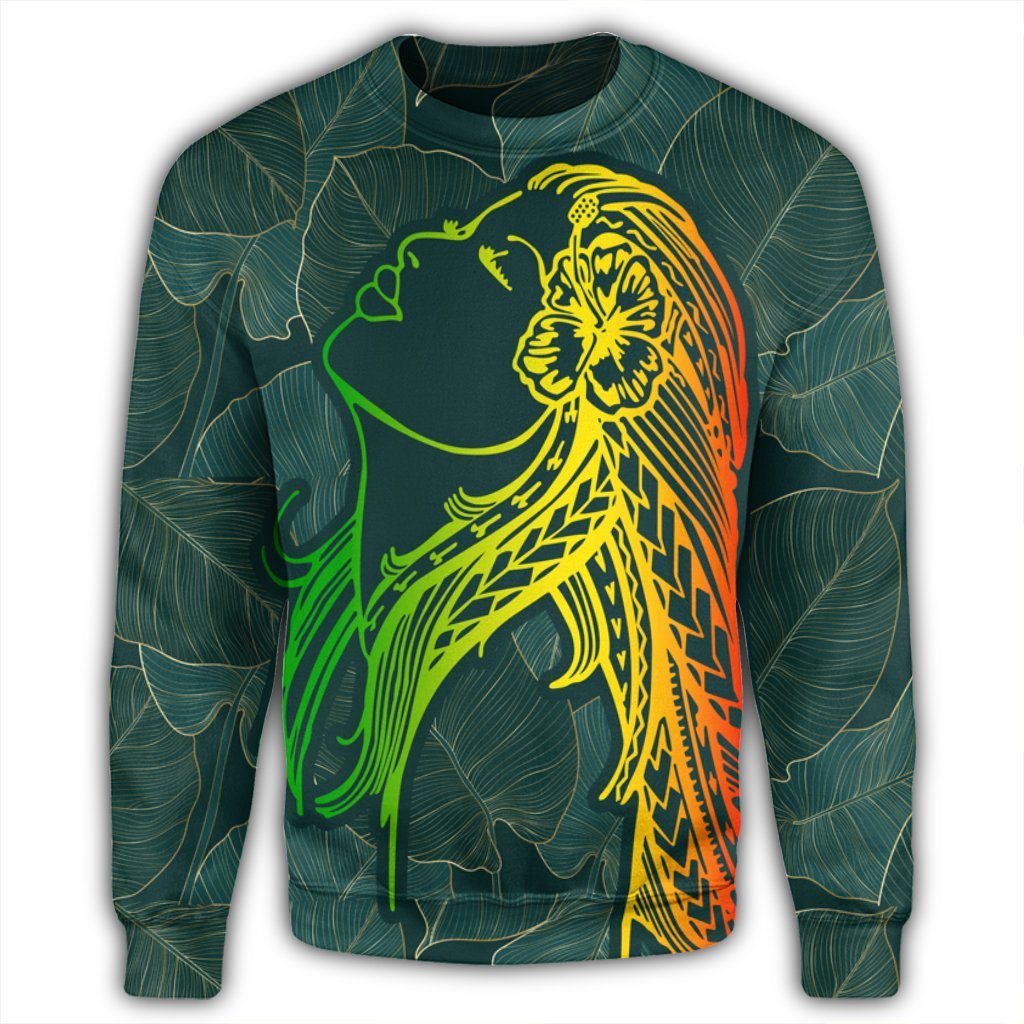 Hawaii Monstera Kalo Hula Girl Kanaka Maoli Sweatshirt - AH - Polynesian Pride